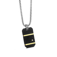 Style de tir de rue européen et américain or noir mat contre la marée de couleur pendentif en acier inoxydable marque de l'armée collier Zircon