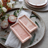 Plateau rectangulaire moderne en marbre de calcite rose crème, étanche et durable, pour rangement de bijoux, bagues, ou comme assiette à collation, pour table, chambre et salle de bain