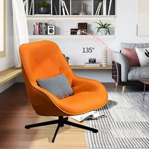 Nordic Luxury Accent Chair Comfortable Leather Lounge Chair Swivel Chair For Living Room Office