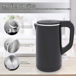 Cordless Double-Walled Plastic Electric <b>Kettle</b> 2.0L 1800W Automatic Shut-off Boil-Dry Protection 360 Rotational Anti-Slip Base - Product Image 3