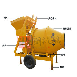 เครื่องผสมคอนกรีตพร้อมระบบยกอัตโนมัติสำหรับงานก่อสร้าง สีเหลือง บำรุงรักษาง่าย - Product Image 1