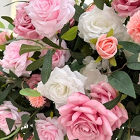 Arche florale en acier inoxydable de 2 mètres pour hall d'exposition, toile de fond de mariage - Fleurs artificielles roses et hortensias