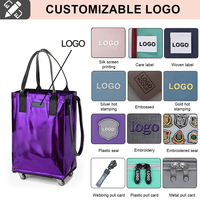 Sac de courses pliable personnalisé avec logo, imperméable et isotherme, chariot à roulettes pour les voyages et les courses