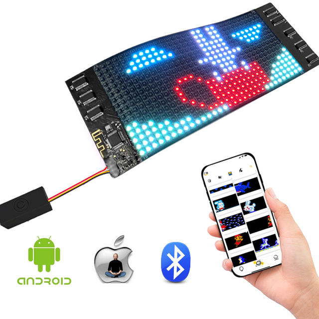 Full Color16x32dots App Programmable Foldable Flexible Scrolling Message Flexible LED Display for Hat Shoes Bag Cup Bottle Cloth