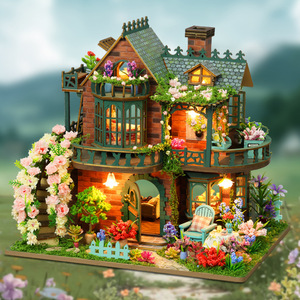 <span class=keywords><strong>Kit</strong></span> <span class=keywords><strong>maison</strong></span> de poupée miniature bricolage assembler puzzle 3D <span class=keywords><strong>maison</strong></span> de poupée <span class=keywords><strong>en</strong></span> bois artisanat avec meubles lumières LED accessoires de <span class=keywords><strong>maison</strong></span> de poupée - Product Image 2