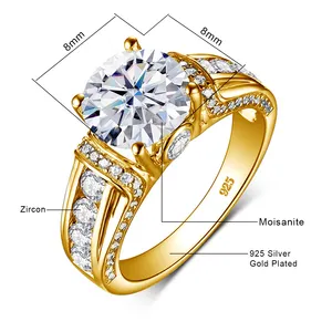 Custome Fine Gemstone Ajustável Esmeralda Ouro 925 Sterling Silver Diamond Engagment Casamento Jóias Mulheres Moissanite Anel