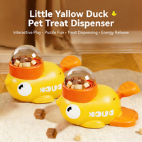 Dispensador de Plástico Interactivo para Entrenamiento Cognitivo con Dispensación Automática de Snacks Liofilizados, Diseño de Pato Amarillo, Comedero para Perros y Gatos