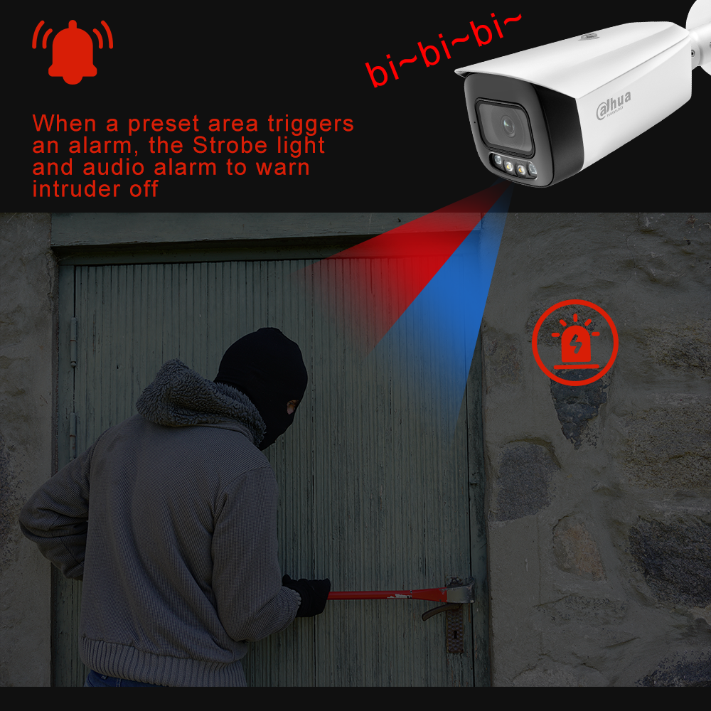 dahua 8MP 4K IP Camera IPC-HFW3849T1-AS-PV 24 Hours Full-color Active Deterrence Fixed-focal Bullet WizSense Network camera