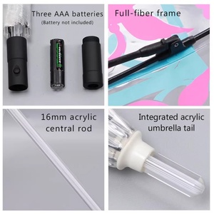 Custom Logo Waterproof OEM Clear LED Straight <b>Umbrella</b> Rain <b>Umbrella</b> Bright LED <b>Windproof</b> Semi-Automatic Opening 103CM Diameter - Product Image 6