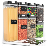 Lot de 7 organisateurs hermétiques sans BPA, farine, sucre, café, pâtes, Organization de la cuisine, aliments et récipients de stockage