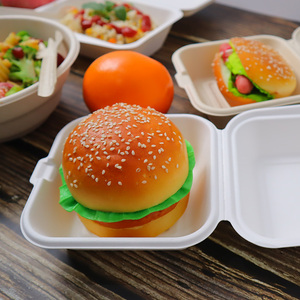 Boîte à hamburger en bagasse de canne à sucre 100% compostable de 6 pouces, sans PFAS, conteneur alimentaire jetable en forme de coquille - Product Image 2
