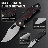 Couteau de poche pliant Sharp en acier D2 avec roulement à billes pour le camping