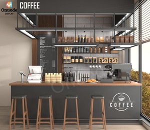 Mostrador de cafetería, muebles de <span class=keywords><strong>Bar</strong></span>, diseños de escaparate de cafetería con mostrador de exhibición de café de panadería para decoración de tienda - Product Image 1