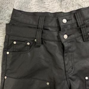 DENIMGUYS 2024 nouvelle mode de haute qualité hommes <span class=keywords><strong>noir</strong></span> Double genou travail charpentier pantalon hommes ciré <span class=keywords><strong>enduit</strong></span> Denim <span class=keywords><strong>jean</strong></span> - Product Image 5