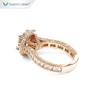 Tianyu produsen perhiasan Cina 1 <span class=keywords><strong>2</strong></span> 3 4 5 karat Solid 14K 18K VVS Moissanite asli janji emas kuning cincin pernikahan Mossanite - Product Image 3
