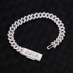Entrega Rápida, Brazalete Cubano de Plata S925 Chapado en Oro de 18K con Moissanita VVS1, Brazalete de Cadena Cubana con Diamantes para Hombre, Estilo Hip Hop - Product Image 1