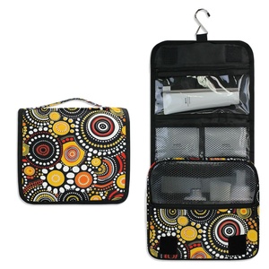 Hippie Australia Indigenous Aboriginal Art Cosmetic Make up Bag Dopp Kit Hook Hanging Travel Toiletry Bag for Women and Men - Product Image 2