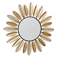 Meilleures ventes - Miroir mural LED rond en métal et rotin noir, style moderne, décoration pour salon, meubles de mariage