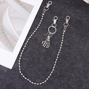 Cadena de cintura con cuentas y llavero de plata tibetana con diseño de esqueleto, estilo Hip Hop Punk, unisex, para uso diario, conjunto de dos piezas - Product Image 3