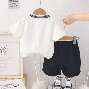 Conjunto informal de dos piezas de verano para niños de 1 a 3 años Ropa de solapa de manga corta para uso diario - Product Image 6