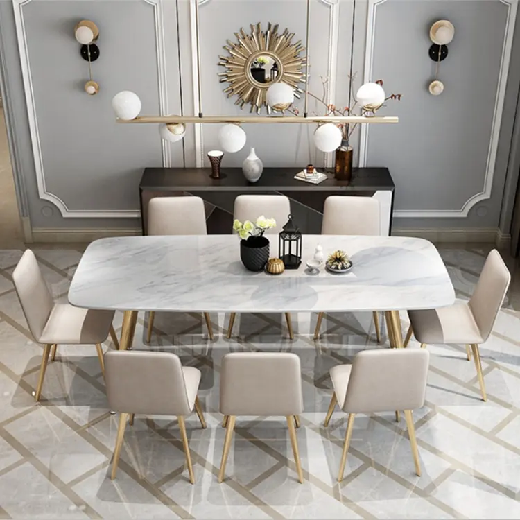Conjunto de móveis 8 lugares sala de jantar, barato para mármore mesa de jantar quadrada