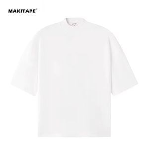 Camiseta Casual Extra Grande para Hombre RQ031, 100% Algodón, Cuello Redondo Simulado, Manga Corta, Hombros Caídos, Estilo Minimalista, Color Sólido - Product Image 3