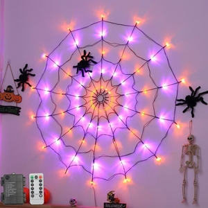 Guirlande lumineuse araignée géante d'Halloween, télécommande, 8 modes, fonctionne à piles, étanche, LED, décoration extérieure pour fêtes - Product Image 4