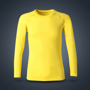 เสื้อเชิ้ตแขนยาวสีเหลือง คอกลม ระบายเหงื่อได้ดี ทรงพอดีตัว สำหรับผู้ใหญ่ ใส่ได้ทั้งชายและหญิง เหมาะสำหรับเล่นกีฬาในฤดูร้อน สีพื้น ผลิตจากวัสดุโพลีเอสเตอร์ - Product Image 3