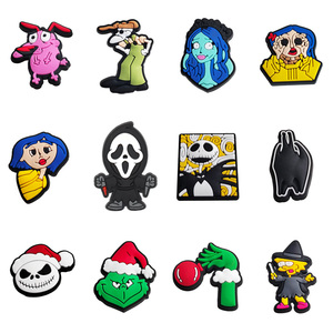 Adornos <span class=keywords><strong>de</strong></span> PVC personalizados para zuecos, dijes para zapatos <span class=keywords><strong>de</strong></span> Halloween, decoraciones <span class=keywords><strong>de</strong></span> calaveras para Halloween, The Nightmare Before Christmas, venta al por mayor a granel - Product Image 4