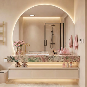 Modern luxury slate bathroom sink <b>vanity</b> anti-fog <b>mirror</b> villa bathroom wall mounted floating - Product Image 6
