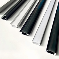 Profilé en aluminium 6063-T5 série 6000, argent, noir, blanc, LED, diffuseur opale en forme de U encastré, bande LED 12 mm, éclairage de meuble