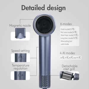 PRITECH <span class=keywords><strong>Asciugacapelli</strong></span> Professionale BLDC 110000RPM ad Alta Velocità 1600W con Ioni Negativi, Asciugatura Rapida, Modalità AI e Display Digitale - Product Image 3
