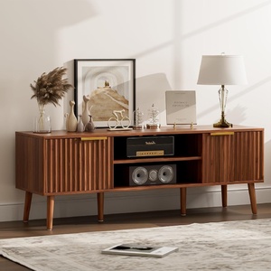 Mobile <span class=keywords><strong>TV</strong></span> Moderno per Soggiorno per <span class=keywords><strong>TV</strong></span> da 55/<span class=keywords><strong>60</strong></span> <span class=keywords><strong>Pollici</strong></span>, Consolle <span class=keywords><strong>TV</strong></span> in Legno con Ante Scanalate, Ripiani Aperti, Facile Montaggio - Product Image 1