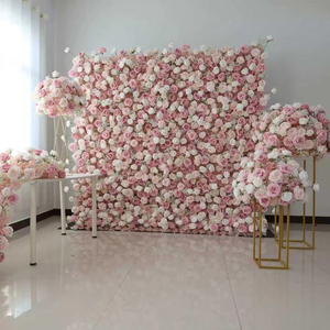 Parete di Fiori Artificiali di Alta Qualità con Rose <span class=keywords><strong>Rosa</strong></span> <span class=keywords><strong>per</strong></span> Matrimoni ed Eventi di Laurea - Tessuto in Seta Sintetica Personalizzabile in Dimensioni e Colore - Product Image 1