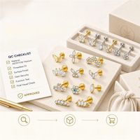 Piercing Labret sans filetage en Titane ASTM F136, motif Fleur, pour Hélix et Cartilage, Bijou de Mode pour Femme, Vente en Gros