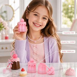 ISMAN Custom 3ml Pudding Shaped Lip Gloss Container <strong>Cute</strong> Dessert Cake Transparent Tube Keychain Cosmetic Packaging Wholesale - Product Image 2