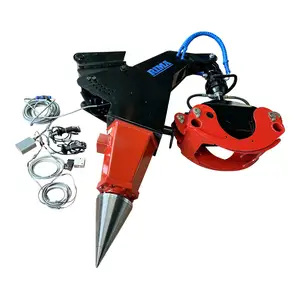 Auger Cone Screw Splitter For Excavators To Enable Wood-splitting Within The Grapple