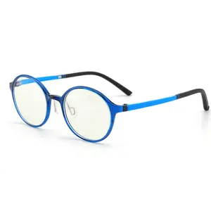 Gafas de lectura con bloqueo de luz azul para niños, lentes de lectura con bloqueo de luz azul, circular, transparente, TR90