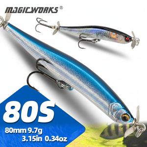 MAGICWORKS 80S 80mm 9.7g Leurre Minnow Propulsé Coulant pour la Pêche au Bar - Product Image 1