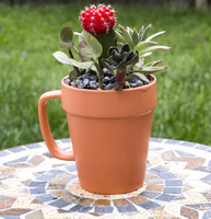 Pot à fleurs en céramique écologique personnalisé avec logo créatif pour la maison et le jardin, pot en argile pour plantes, mug en terre cuite