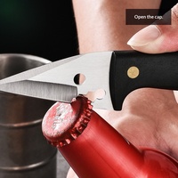 Couteau multifonctionnel de survie pour l'extérieur, lame en acier 3Cr13MOV, outil portable tranchant pour ouvrir les colis et les bouchons de bouteilles