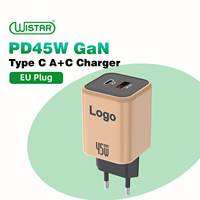 Adaptateur secteur universel USB PD Mini pour la charge rapide des téléphones mobiles, prise EU, 45W QC3.0, chargeur mural rapide