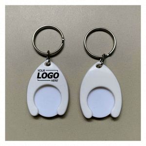 <b>Custom</b> Raindrop Trolley Coin <b>Keychains</b> - Promotional Shopping Cart Tokens - Product Image 1