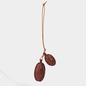Porte-clés en cuir tanné végétal, grain de café, grain de cacao, véritable cuir de vachette pleine fleur, coloré, breloque de sac, ornement suspendu pour voiture - Product Image 2