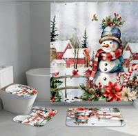 OEM Luxury 3D Printed Christmas-Themed Shower Curtain Set Waterproof Mildew Resistant Eco-Friendly <strong>Bathroom</strong> <strong>Decor</strong> with 12 Hooks