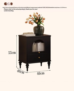 AHS- French-style solid wood bedside <b>table</b>, vintage style, perfect for home use in bedrooms, 2026 best-selling item for <b>small</b> - Product Image 2