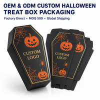 Boîte à friandises personnalisée en forme de cercueil pour Halloween, avec toile d'araignée, découpe sur mesure, OEM ODM, vente en gros