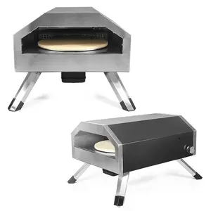 16 Inch Outdoor Gas Pizza Oven Portable Propane Pizza Grilling Stove With Pizza Stone Custom Single Stainless Steel 1 Set