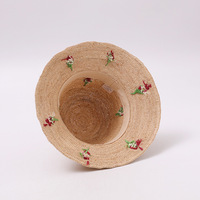 Chapeau Bob en Raphia Naturel Tressé à la Main, Motif Fraise, Style Champêtre, Protection Solaire Estivale pour Femme, Effet Amincissant Visage Japonais