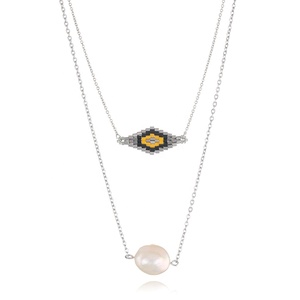 Collier unisexe à double rangée de style bohème avec <span class=keywords><strong>pendentif</strong></span> tendance avec perles de rocaille <span class=keywords><strong>Miyuki</strong></span> et chaîne de bracelet en perles de perles naturelles - Product Image 3